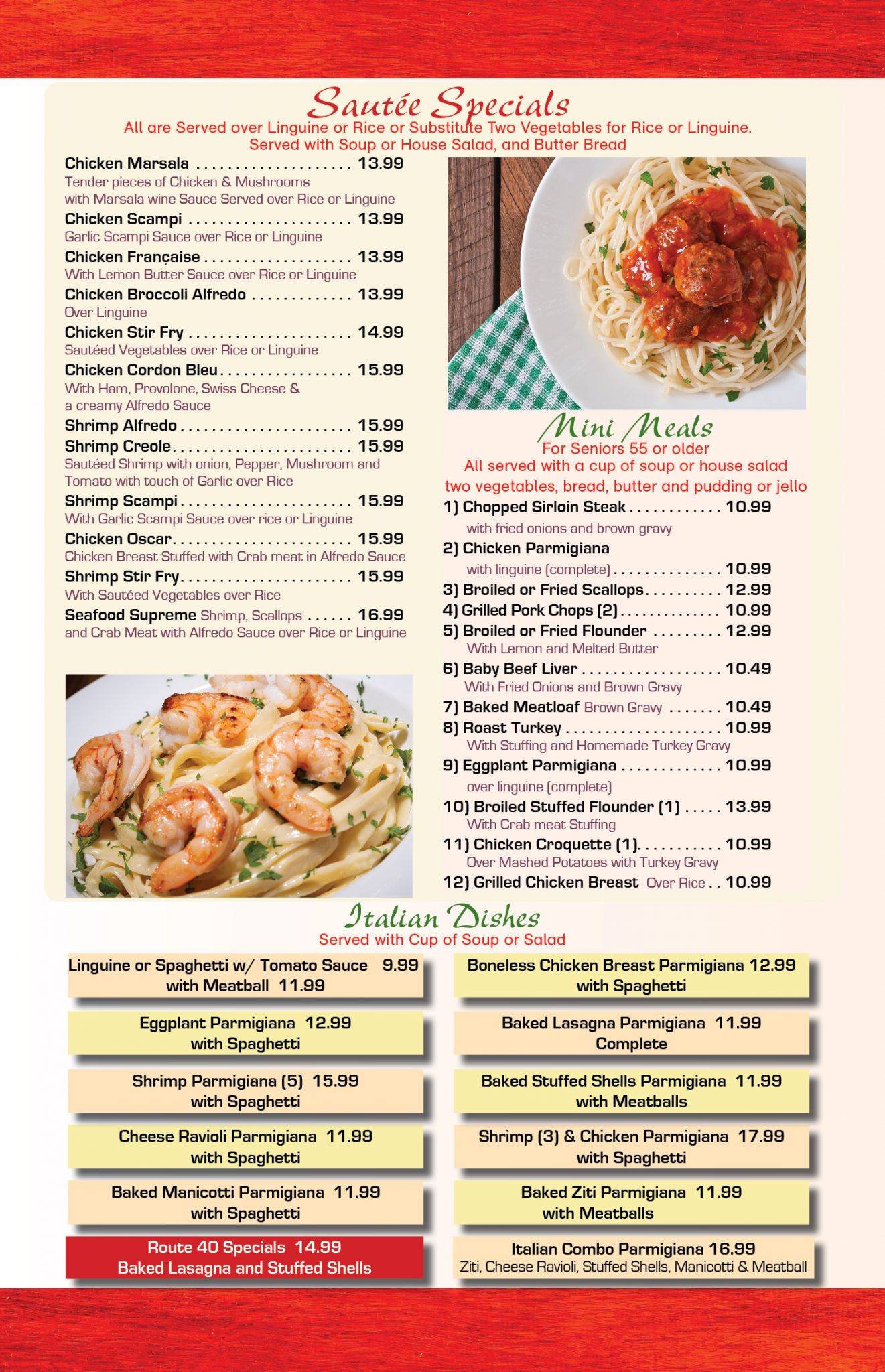 Our Menu - Route 40 Diner